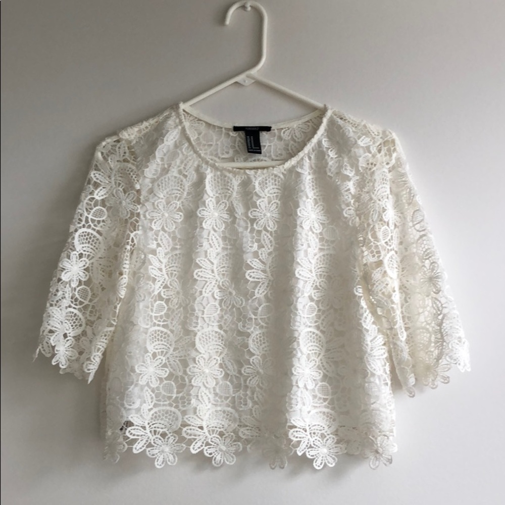 White Crochet Crop Top